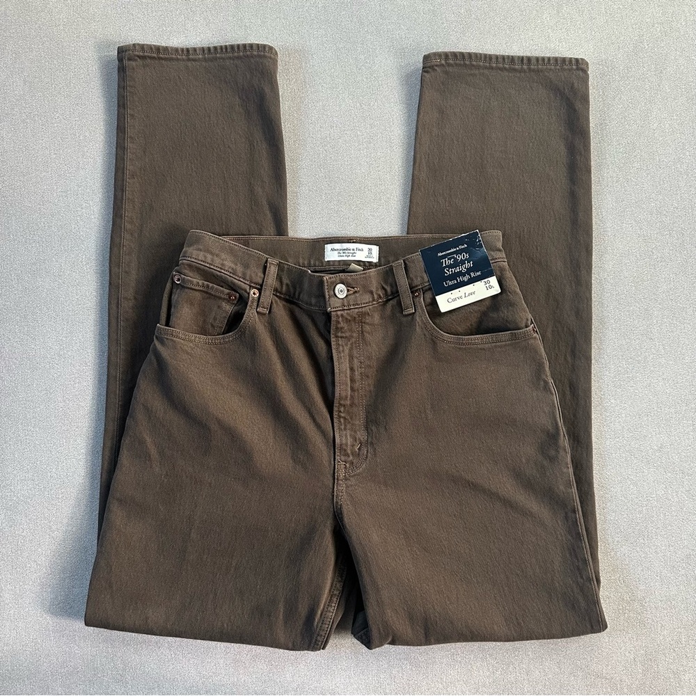 Abercrombie & Fitch 90s Straight Curve Love Ultra High Rise Jeans 10 Long Brown